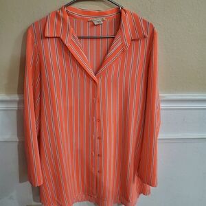 Chic Coral Striped Blouse